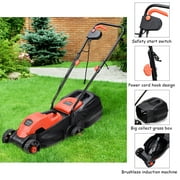Costway 12 Amp 14-Inch Electric Push Lawn Corded Mower With Grass Bag Red