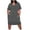 Dark Gray, variant on Summer Beach Dresses for Womens 2025 Plus Size Fashion Large Solid Short Sleeved V-neck Pocket Dress