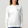thumbnail image 2 of Women's Blue Butterfly Pattern Crew Neck Pullover Cozy Clothes, 2 of 11
