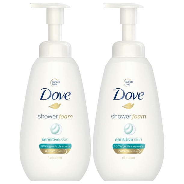 Dove Shower Foam, Sensitive Skin Sulfate Free, 13.5 Ounce (Pack of 2
