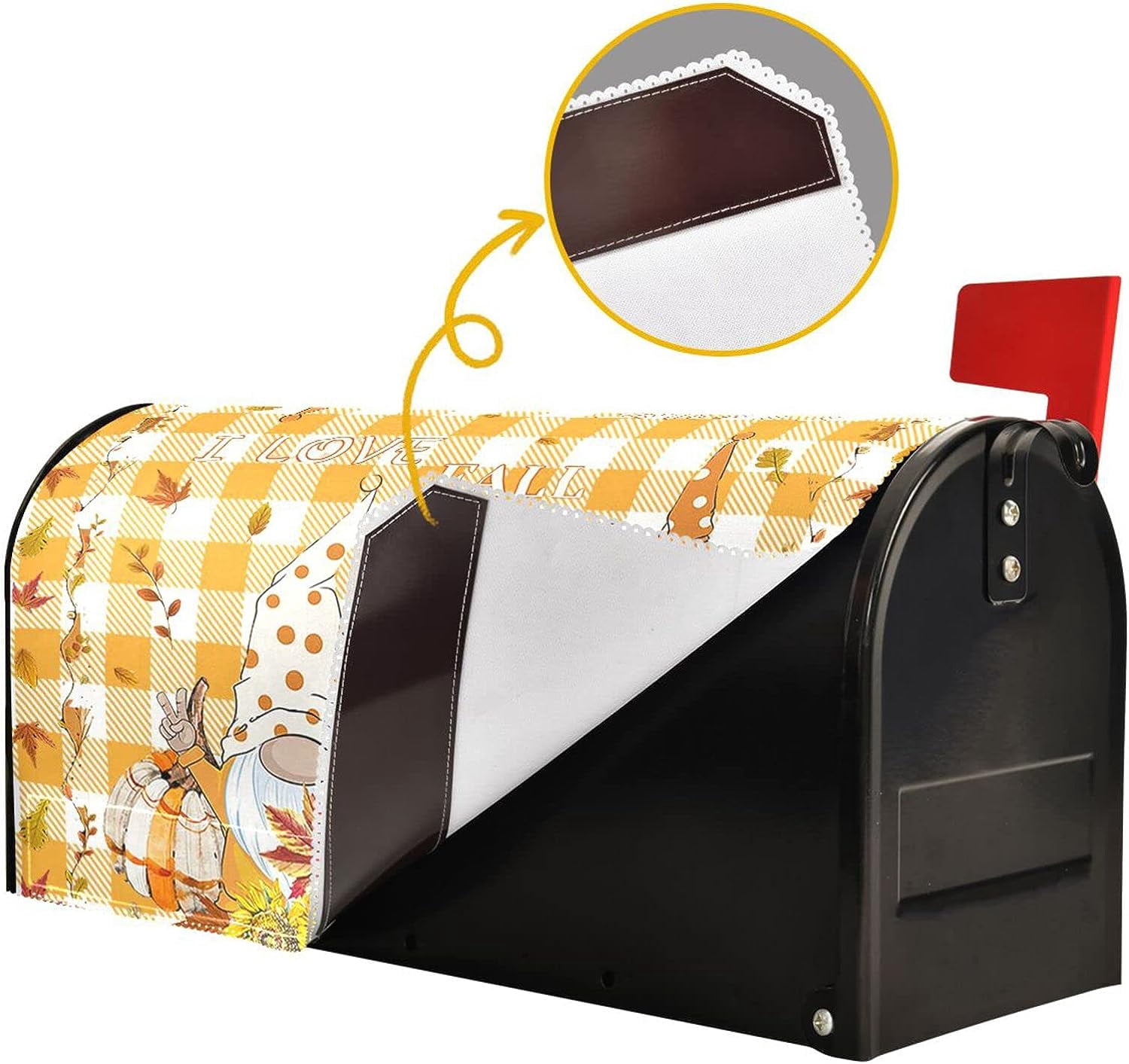 Kuizee Magnetic Mailbox Cover - Autumn Watercolor Sunflower Pumpkin Design, Weatherproof PVC Wrap - View #3
