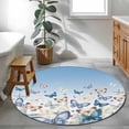 thumbnail image 4 of Round Area Rug 3.3 Ft, Blue Ombre Butterfly Washable Non-Slip Circle Carpet for Living Room/Bedroom, Pastoral Farmhouse Butterflies Low-Profile Small Kitchen Mats Collection Rugs for Indoor, 4 of 7