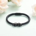 thumbnail image 3 of 20CM Bangle Braided Leather Bracelet Cremation Jewelry Skull Urn Bracelet for Ashes Keepsake Memorial Bangle Braided Leather Wristband Cremation Bracelet for Men Women, 3 of 5