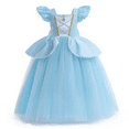 thumbnail image 6 of 【Uhome】10Pcs Cinderella Costume for Girls Kids Blue Princess Dress with Accessories Halloween Birthday Party Outfits, 6 of 7