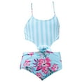 thumbnail image 3 of Odeerbi Teen Swimsuits Kids Girls Two Piece Swimsuit Floral Bikini Toddler Tropical Flower Print Sling Hollow Beach Swimsuit Blue, 3 of 9