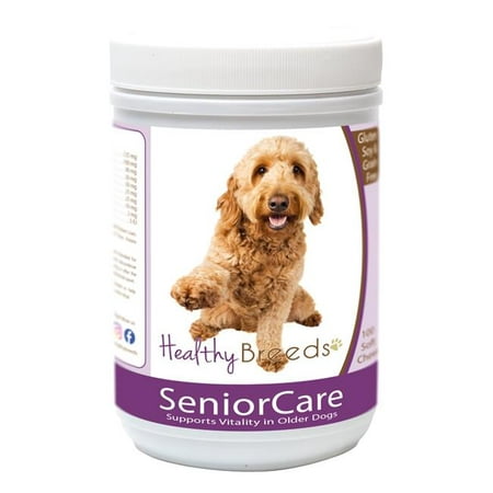 healthy breeds senior pet supplement soft chews for goldendoodle  - over 100 breeds - grain free - supports healthy hip & joint energy levels & immune system - 100 (Best Energy Chews For Running)