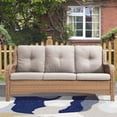 thumbnail image 2 of PARKWELL Outdoor 3 Seats Sofa - Rattan Wicker Patio Couch with Cushions - Steel Frame - Yellow Wicker, Beige Cushions, 2 of 6