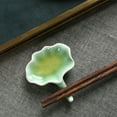 thumbnail image 6 of Celadon Lotus Leaf /Ceramic Chopstick Holder, Chopsticks Rest, Sushi Plate, Snack Dip Tray, Chopstick Stand For Home, Soy Sauce Dish-Green 2-Lotus leaf, 6 of 6
