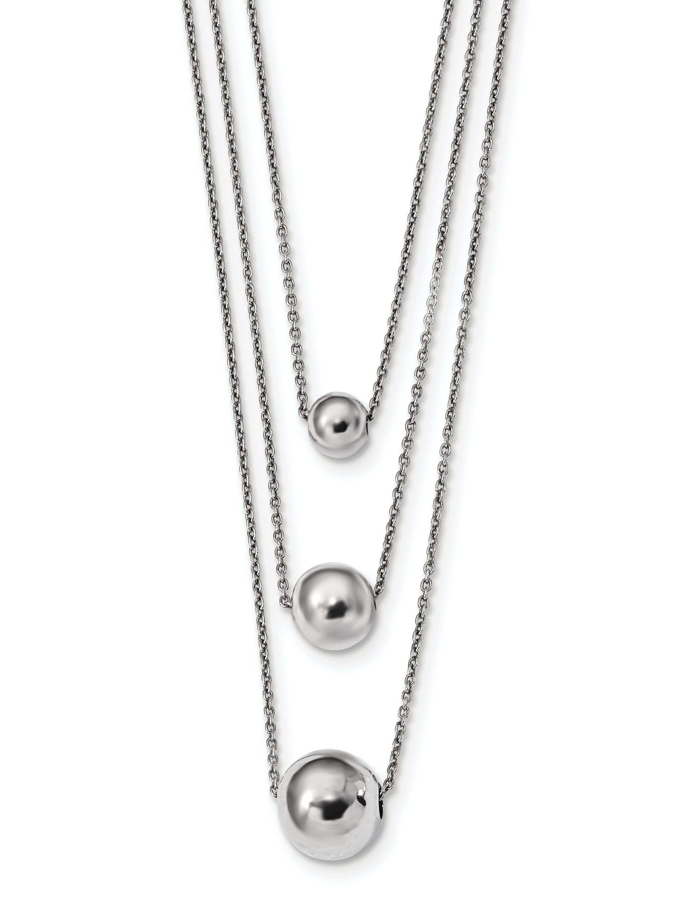 925 Sterling Silver Rhodium-plated 2-strand CZ Drops with 2in ext Necklace 16 Length