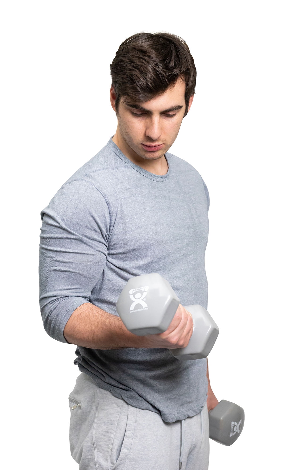 Vinyl-coated iron dumbbell,silver, 15 lb, 1 each