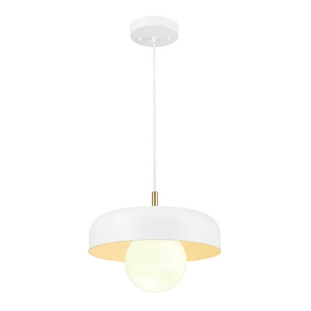 

CHAYOUCHAYOU Jackie 1-Light Matte White Pendant with Matte Brass Accents and White Cloth Cord 60403