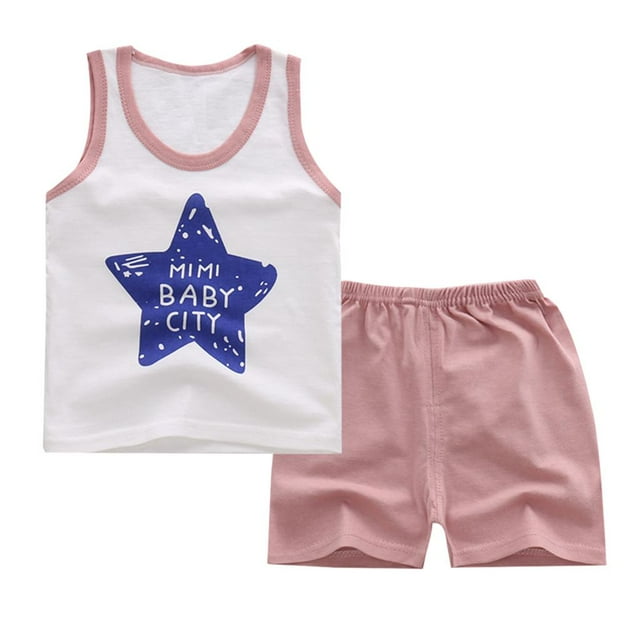 Camiseta Sin Para Niños , Bebés, Niños, Niñas, Tops, Pantalones Cortos, Conjunto Informal Estrella 60 Baoblaze traje de verano para niños