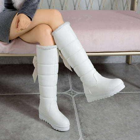 New Winter Warm Snow Boots for Women Fshion Plus Size College Style Snow Boots Cotton Bowknot Rhinestone Platform High Shoes Clearance Under 5$!