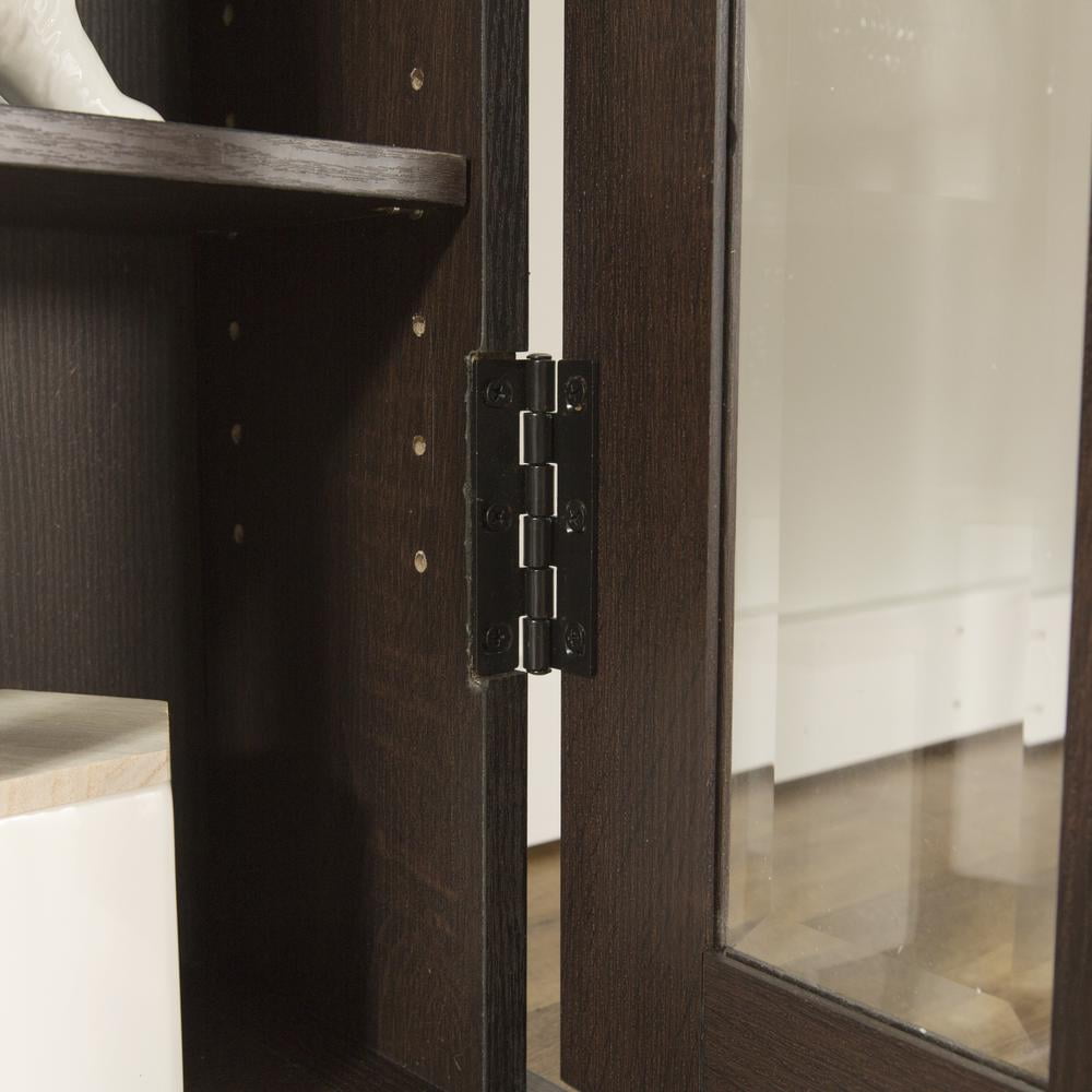 Walker Edison CD, DVD, Blu-Ray Espresso Media Tower Storage Cabinet