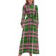 thumbnail image 1 of Vestido largo a cuadros rosa, verde y blanco, vestido elegante y chic para mujer, vestido de verano para mujer 2024, 1 of 4