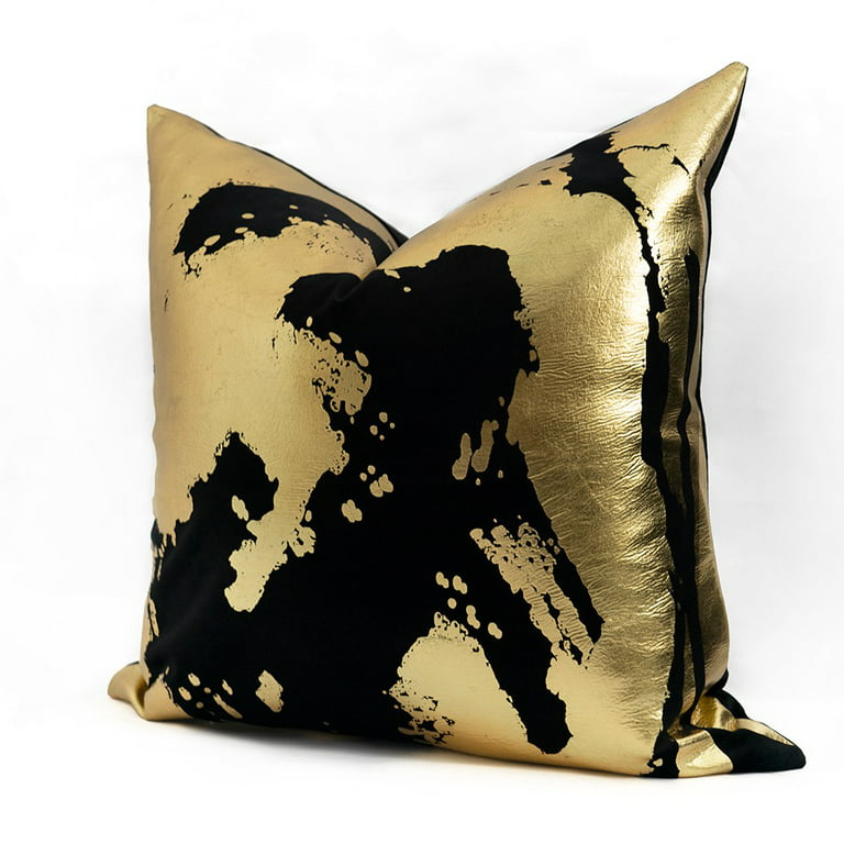 THE-TINOART Decorative Throw Pillow Covers ,Shiny Gold Square Couch Pillow  Covers,Luxury Sofa Stylish Cushion Pillows 20X20 inch 
