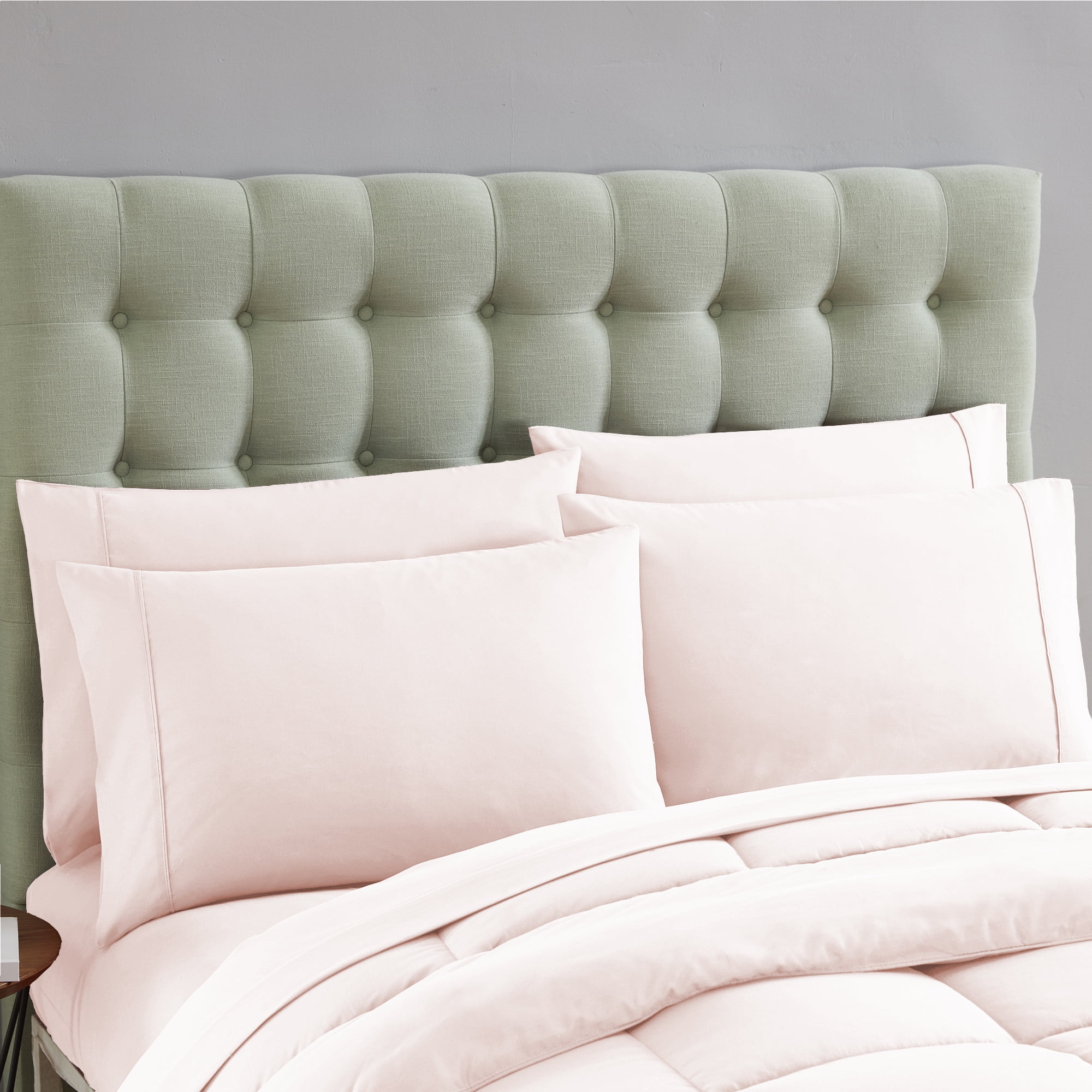 Luxury Pale Pink 7-piece Bed in a Bag Down Alternative Comforter Set, Queen