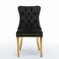 thumbnail image 2 of Tufted Dining Chair, Contemporary Velvet Chairs for Dining Room Upholstered Dining Chairs with Nailhead Rivet Trim Design Pull Ring on Backrest (Black with Steel Leg,Set of 6), 2 of 9