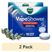 (2 pack) Vicks VapoShower, Non-Medicated Eucalyptus, Menthol Shower Steamer Tablets, 10 count