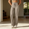 thumbnail image 5 of PYGNJK Women's Flare Yoga Pants High Waist Drawstring Stretchy Lightweight Bootcut Athletic Workout Casual Lounge Pants, 5 of 8