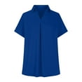 thumbnail image 4 of vigerkar Women's short Sleeve Tunic Shirts Business Casual Blouses V Neck Work Tops 2025 Blue, S, 4 of 6
