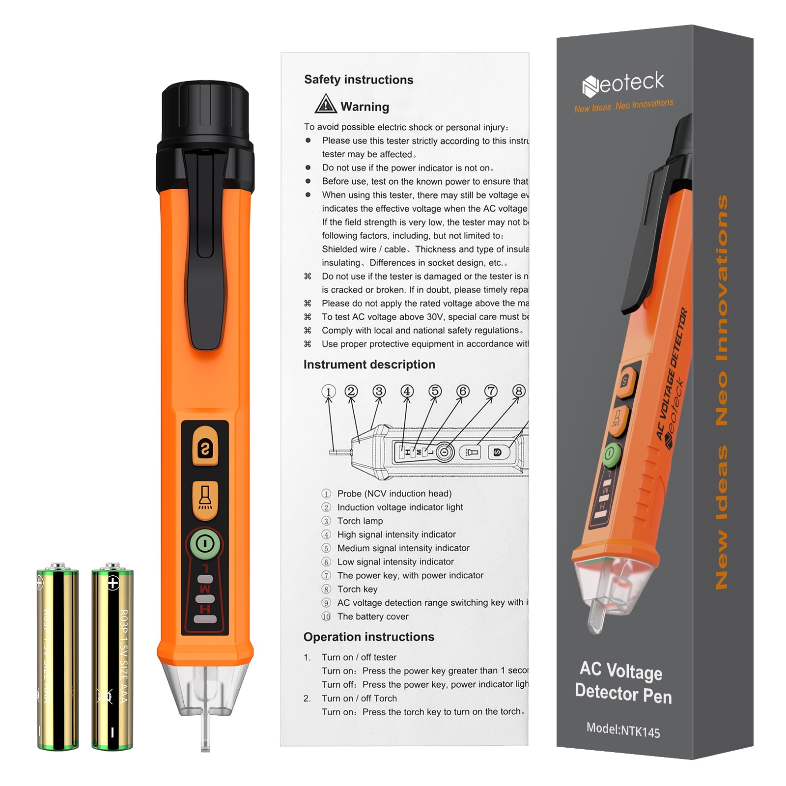 Neoteck Electrical Tester Pen NonContact Dual Sensitivity AC Voltage