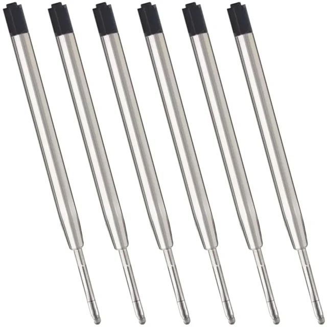 Recharges d'Encre Noire (6 Pcs), Recharges de Stylos à Bille Remplaçables, Pointe Moyenne 1mm