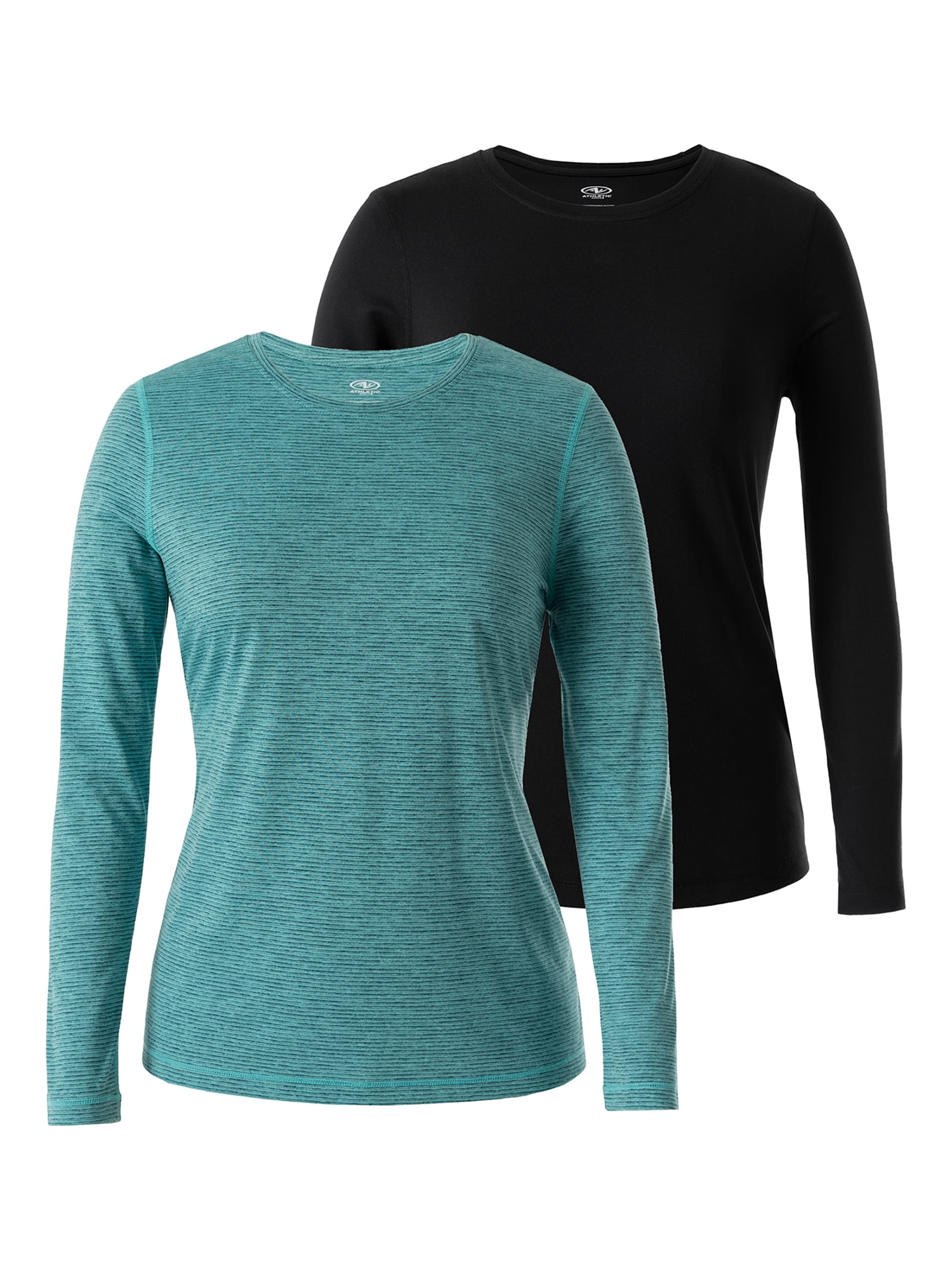 Athletic Works Women's Core Active Long Sleeve T-Shirt, 2-Pack