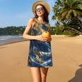 thumbnail image 3 of Honeii Golden Fantasy Landscape Print Women's Sleeveless Dress, Loose Fit Casual Dress for Women, Summer Fashion Dress, 3 of 7