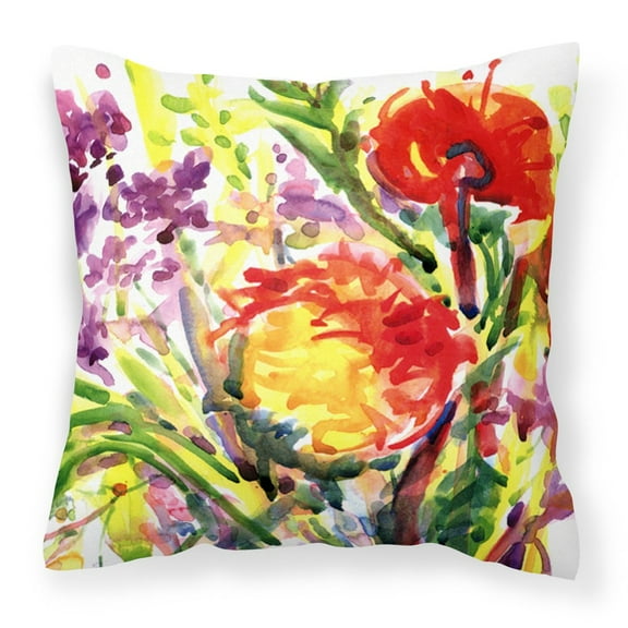 Carolines Treasures 6042PW1414 Flower Decorative   Canvas Fabric Pillow 14Hx14W multicolor