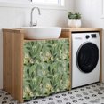 thumbnail image 3 of Green Summer Botanical Cabinet Curtain 35"Wx35"L, Dustproof Under Sink Skirt with Self Adhesive Tape, Yellow Spring Floral Cabinet Curtain Cover for Kitchen Sink, Bathroom Vanity, Laundry Room, 3 of 9