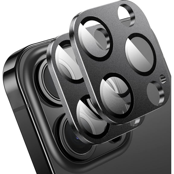 for iPhone 14 Pro/iPhone 14 Pro Max Camera Lens Protector,Matte Alloy Metal Glass Camera Screen Protector Scratch Resistant Cover Accessories 2022, Black Black