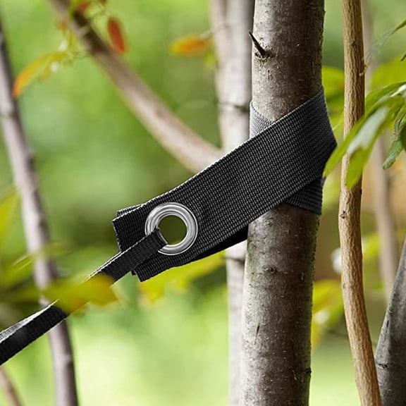 OFFIGAM 5-Pack Black Nylon Tree Support Straps with Grommets for Garden Plant Staking and Secure Fixing