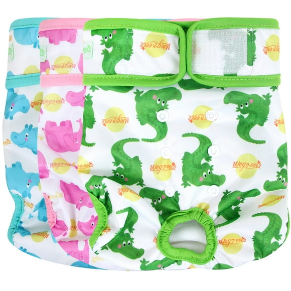Wegreeco Luxury Washable Reusable Dog Diapers (Stylish Pattern) - Durable Female Dog Diapers Doggie Diapers 3 Pack (Fancy Medium)