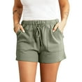 thumbnail image 2 of Ashirexll Womens Summer Shorts, Solid Color High Waist Drawstring Straight Baggy Shorts with Pockets Green 4XL, 2 of 8