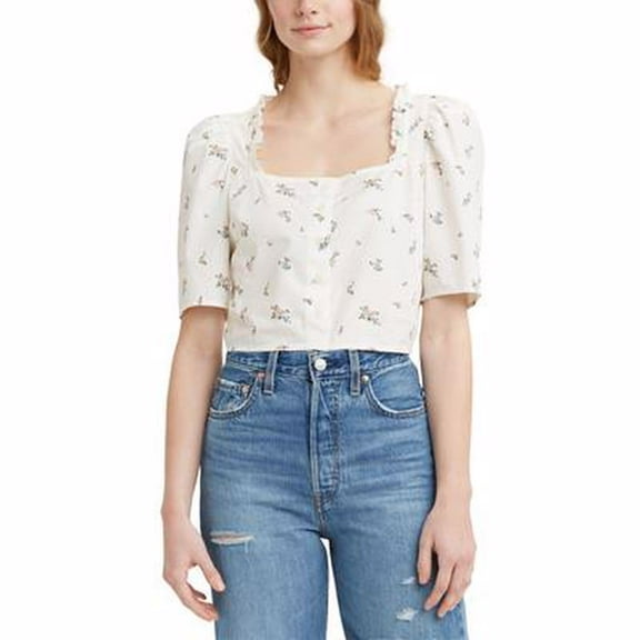 Levi’s Women’s Joella Short-Sleeve Blouse, Cloud Dancer, X-Small