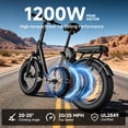 thumbnail image 4 of 750W 1200W Folding Electric Bike for Adults, 48V 10Ah Removable Battery, 16" Fat Tire Ebike, Dual Disc Brakes & Front Suspension, UL 2849, White, 4 of 10