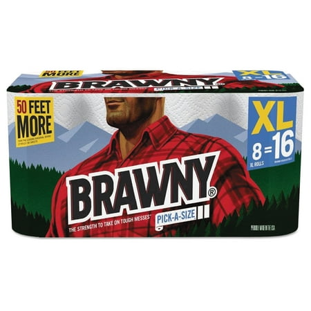 Brawny Pick-A-Size Perforated Roll Towel, 2-Ply, 11 x 6, White, 156/Roll, 8 Roll/Ctn