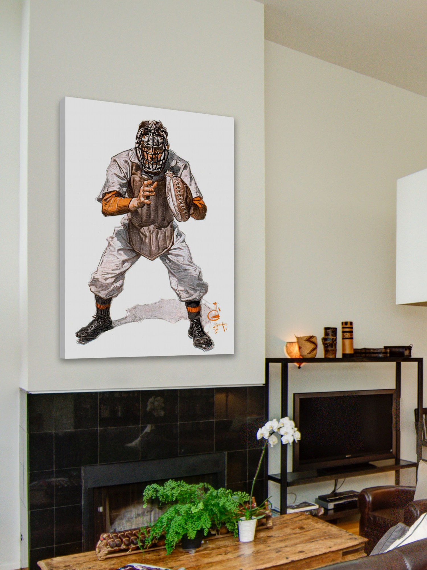 Marmont Hill Baseball Catcher by J.C. Leyendecker Painting Print on Canvas