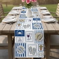 thumbnail image 4 of Summer Ocean Table Runner 72 Inches, Nautical Coastal Fish Food Wine Crab Navy Blue Bed Runner Dresser Scarves Tabletop for Indoor Outdoor Parties/Ceremony/Banquet, 14" x 72", 4 of 9