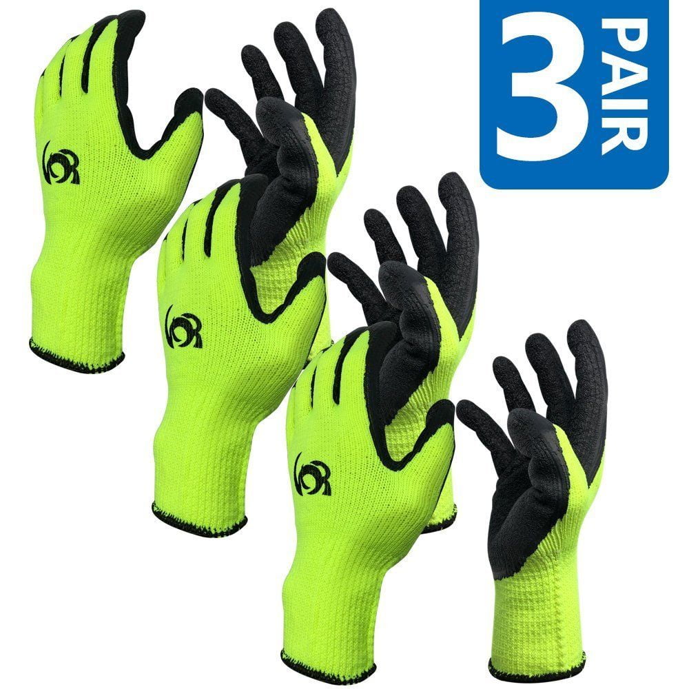PAIRS LATEX COATED BUILDERS SAFETY GRIP WORK GLOVES MENS RUBBER GARDENING SMALL 