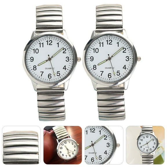 MERRYHAPY 2Pcs Durable Wristwatch with Large Numbers Waterproof and Luminous for Women