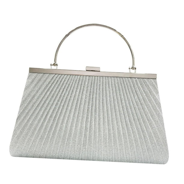 Bolso de mano de noche para mujer, bolso de hombro para fiesta temática, cena, viajes, citas, graduación Plata