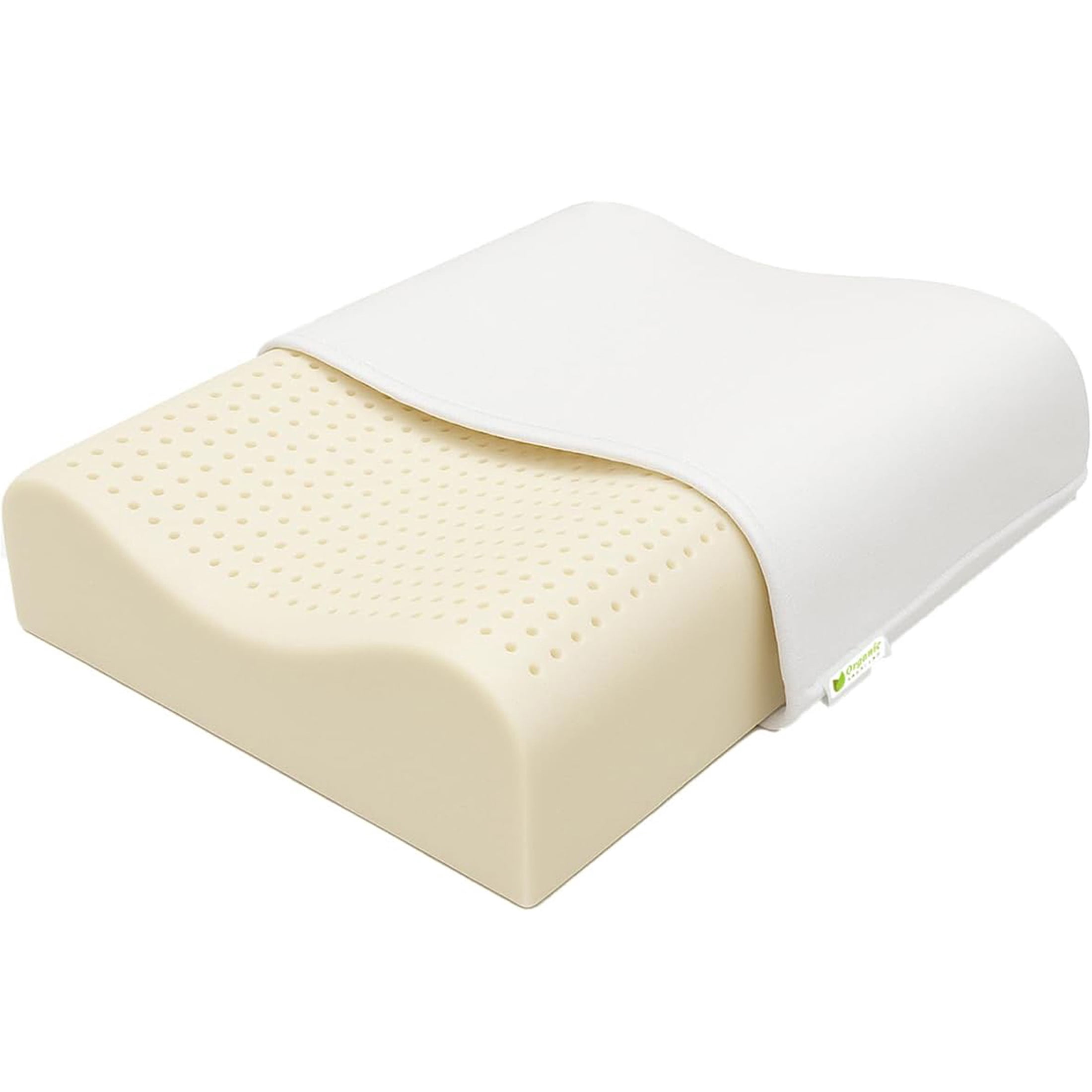 ORGANIC TEXTILES 100% Organic Latex Contour Pillow with Organic Cotton Cover - GOTS & GOLS Certified, Bed Pillow for Sleeping - (High Loft, Medium Firm) - Pack of 1
