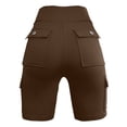 thumbnail image 7 of Nfurl Womens Biker Shorts with Pockets no Front Seam Workout Leggings Shorts High Waist Tummy Control Gym Yoga Shorts Summer Brown,XXL, 7 of 7