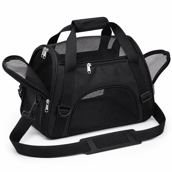 Pet Carrier Soft-Sided Carriers for Cat Carriers Dog Carrier for Small Medium Cats Dogs Puppies Pet Carrier Airline Approved up to 15 Lbs Cat Dog Pet Travel Carrier (Small,Black)