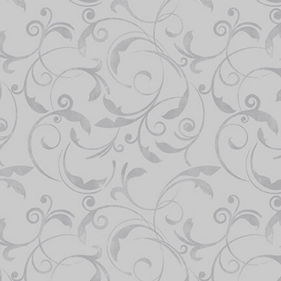 Henry Glass Woodland Whispers Monotone Leaf Swirl Lt Gray Fabric By The Yard
