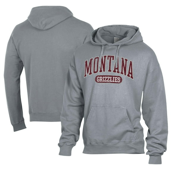 Men's Comfort Wash  Gray Montana Grizzlies Lightweight Fleece Pullover Hoodie