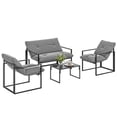 thumbnail image 1 of Outsunny 4 Piece Patio Furniture Set with Tempered Glass Table Light Grey, 1 of 10