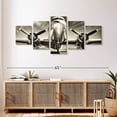 thumbnail image 3 of Elephant Stock Vintage Airplane Wall Art - Horizontal Multi Panel Canvas - Living Room Wall Decor - Transportation Multi Panel - Brown And Gray Decor - 55" x 24", 3 of 8